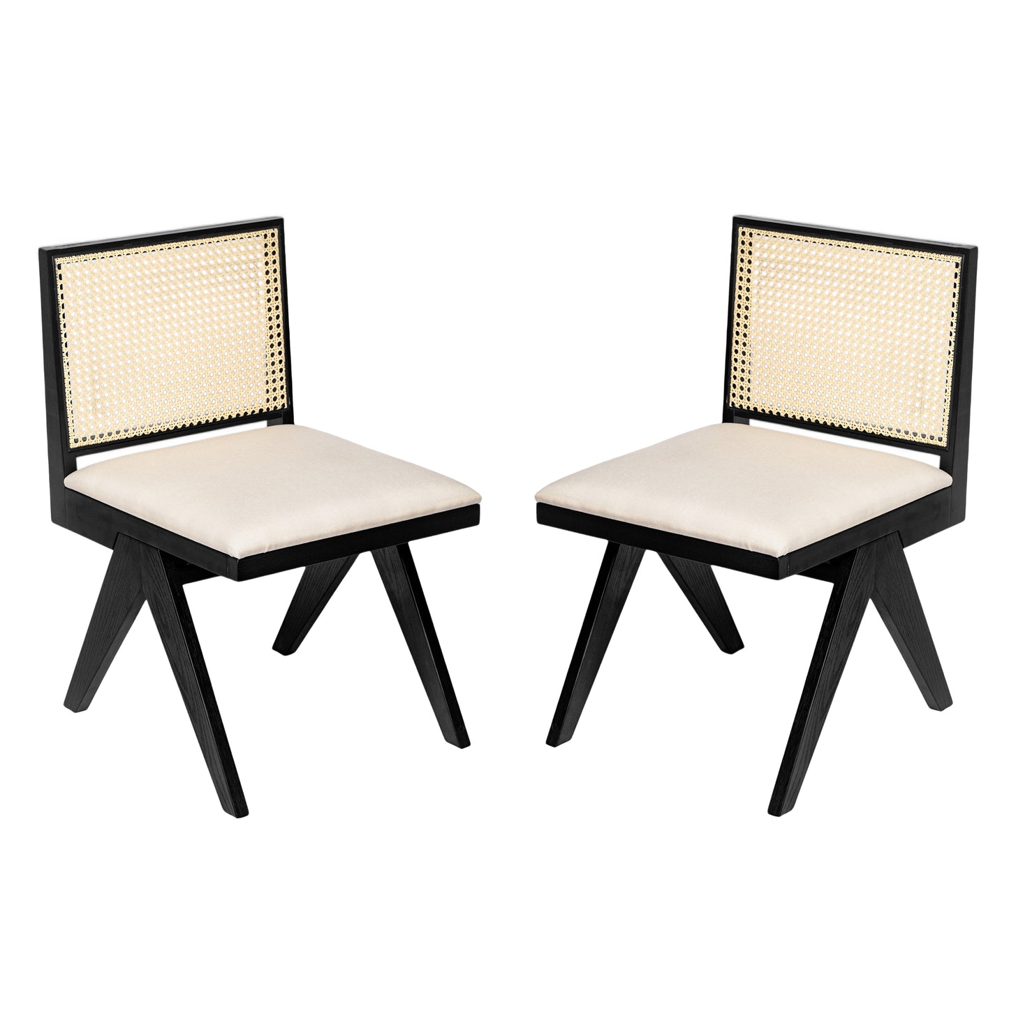 Chandian Dining Room Chairs, Cane Upholstered Kitchen Chairs Side Chairs With Cushion,Set of 2