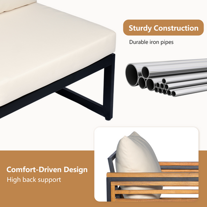 Asher Outdoor 3-piece Acacia Wood and Metal Patio Sofa Set