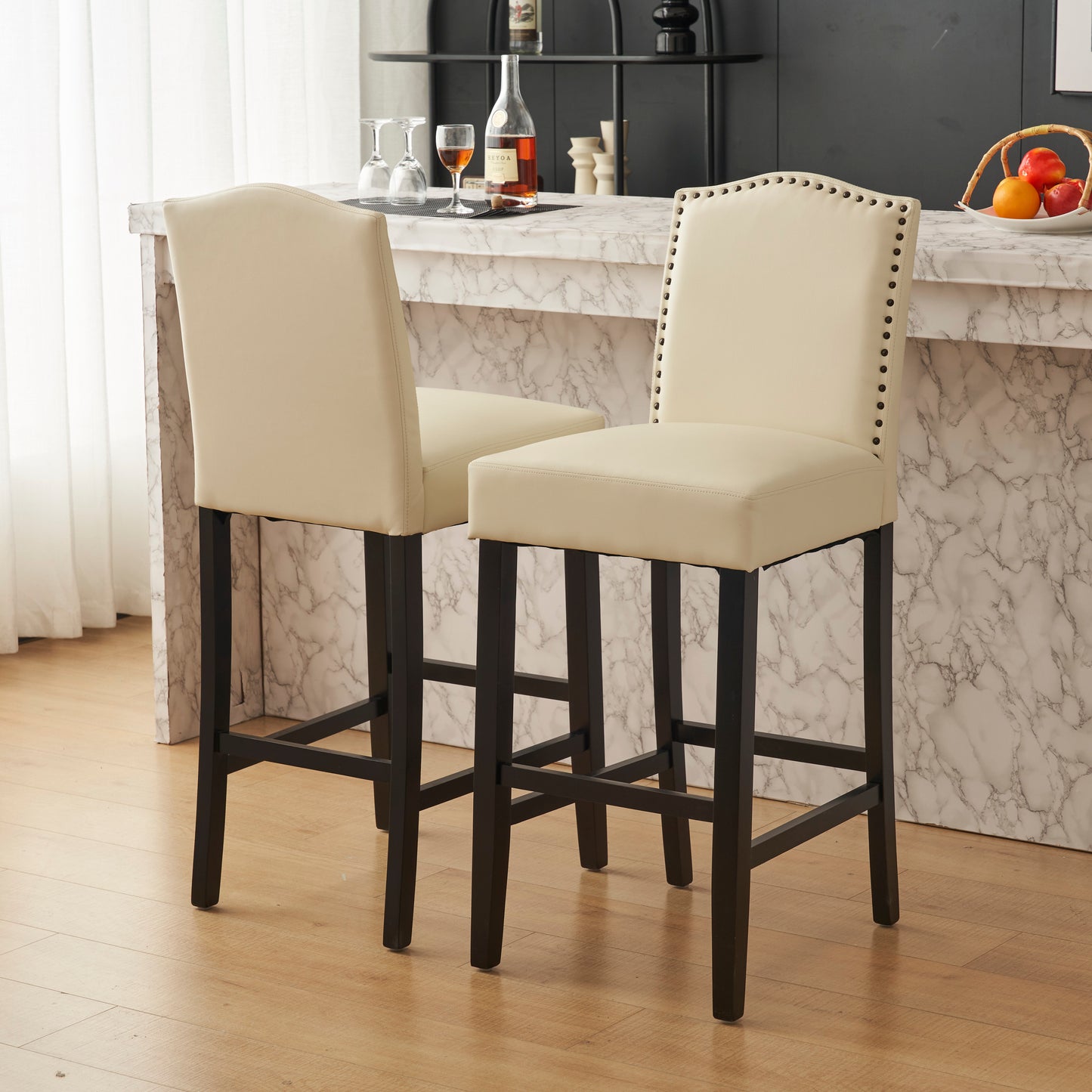 Njordian Counter Height Upholstered Bar Stools,Set of 2