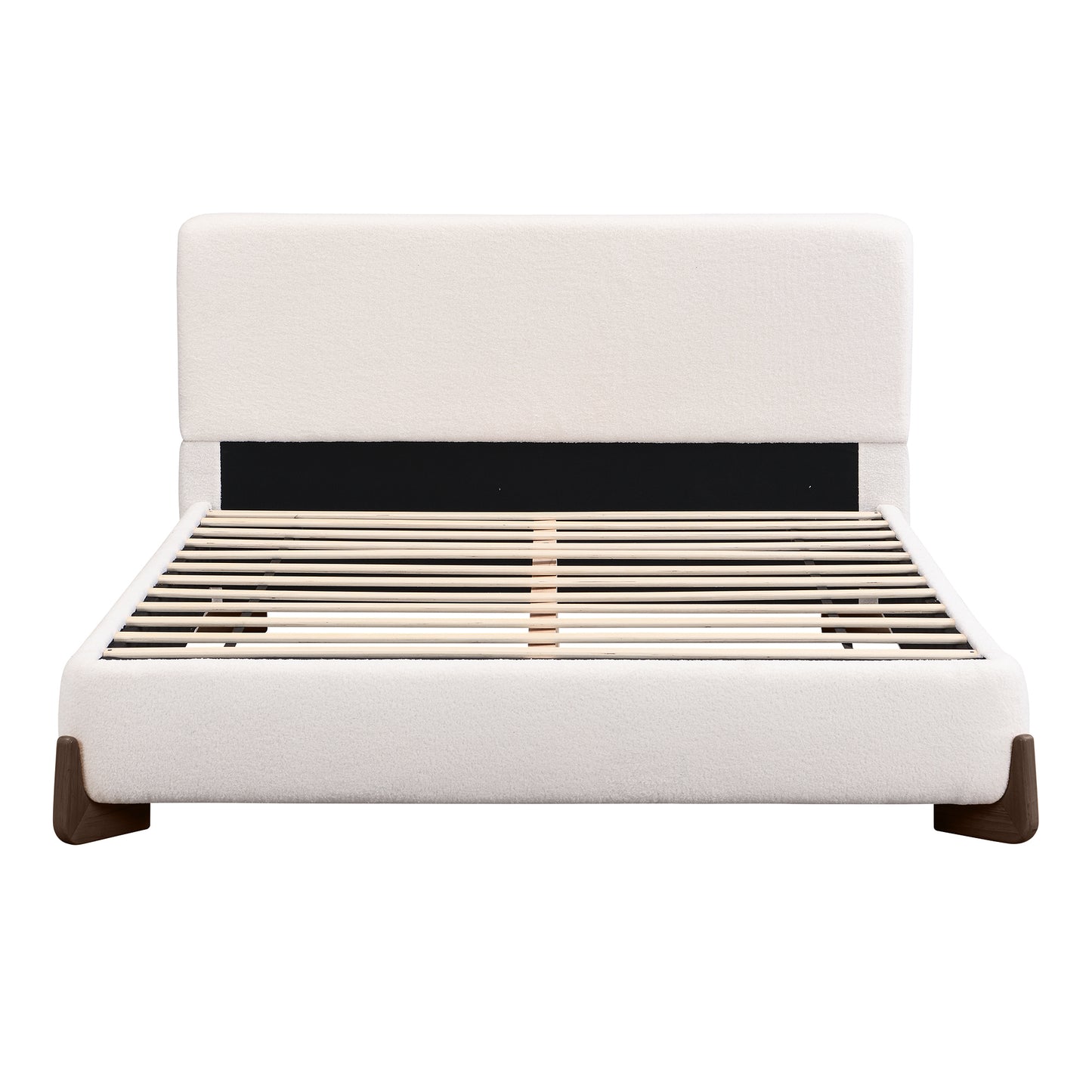 Eryndor Modern Upholstered Boucle Platform Bed with Headboard, Wood