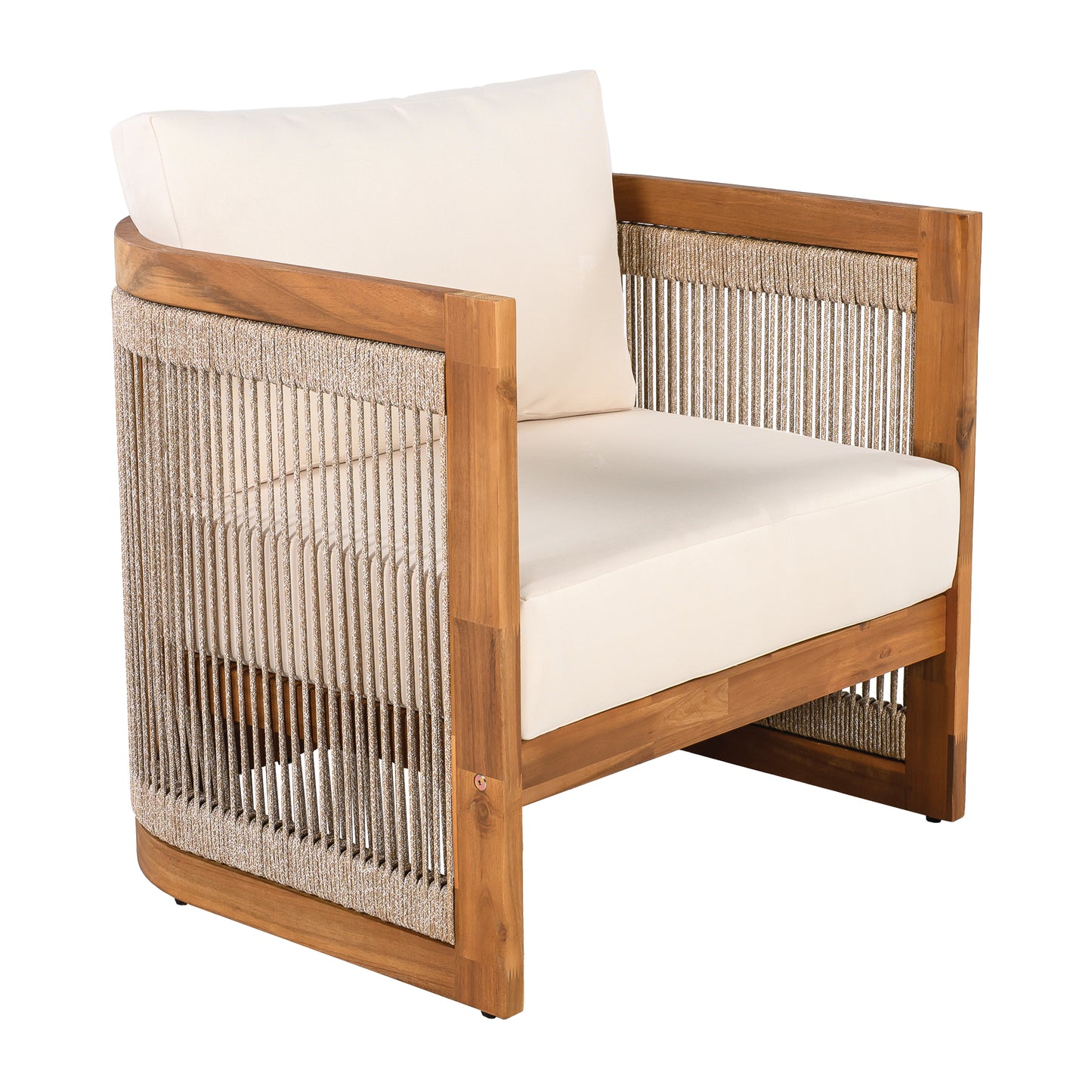 Zumawanel Premium Acacia Wood Outdoor Club Chair with  Water-Resistant Cushions