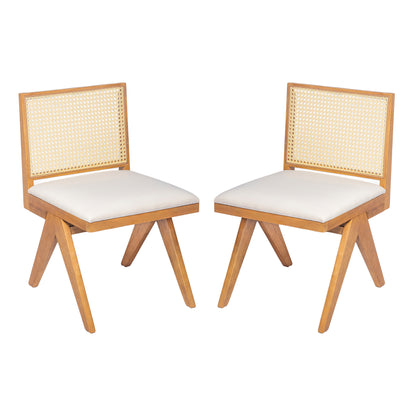 Chandian Dining Room Chairs, Cane Upholstered Kitchen Chairs Side Chairs With Cushion,Set of 2