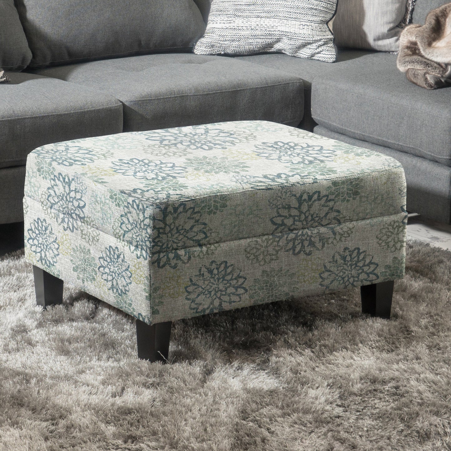 Zahra Contemporary Tufted Fabric Storage Ottoman