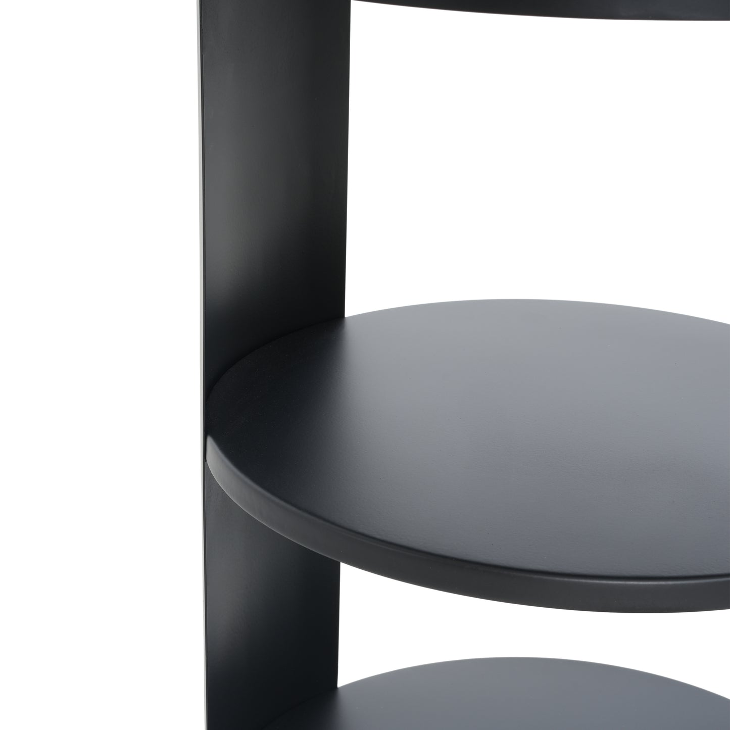 Somatilae Indoor 3-Tier Metal Round Side Table with Sliding Door Cabinet