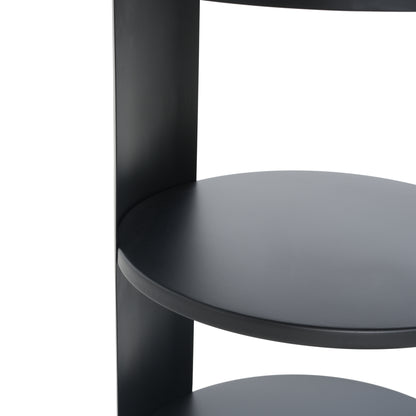 Somatilae Indoor 3-Tier Metal Round Side Table with Sliding Door Cabinet