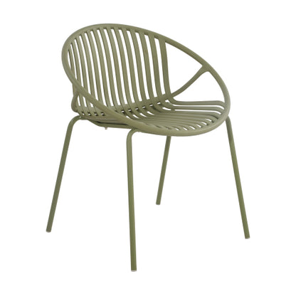 Hespera Patio Dining Chairs with Metal Legs & Breathable Plastic Backrest