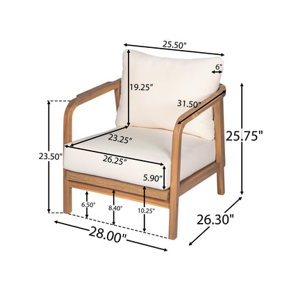 Lumozorette 28" Outdoor Lounge Chair with Backrest,Cushions and Curved Armrests