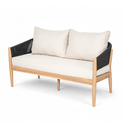 Veronia Outdoor Patio Acacia Wood Chat Set,Include 2 Club Chairs,1 Coffee Table,Loveseat.