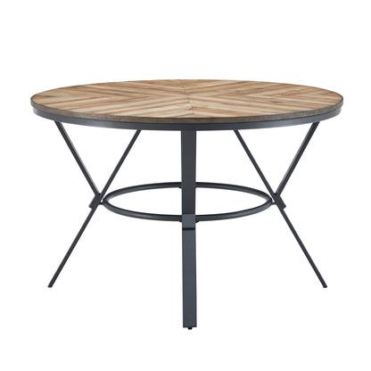 Zestia Modern Round Wood Dining Table, Light Birch + Black