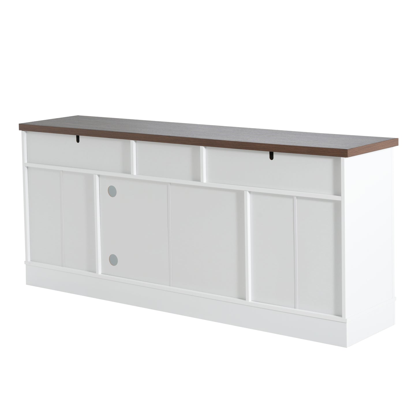 Solther Modern TV Console, 67" Width TV Stand, Glass Doors & Storage Drawers