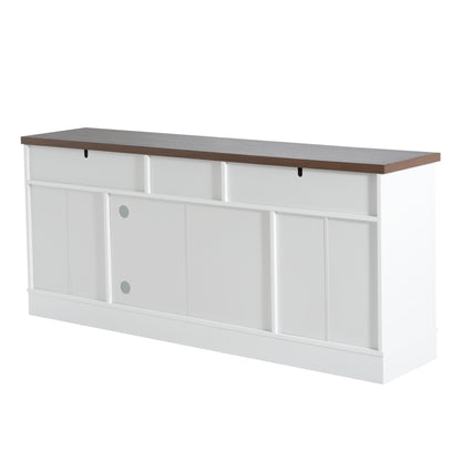 Solther Modern TV Console, 67" Width TV Stand, Glass Doors & Storage Drawers