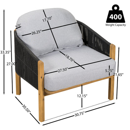 Ylaenor Outdoor Wood Club Chair, with Cushion