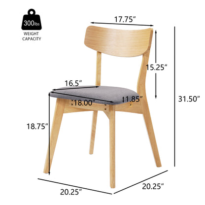 Leopold Mid-Century Walnut Finished Frame Upholstered Dining Chairs ,Set of 2