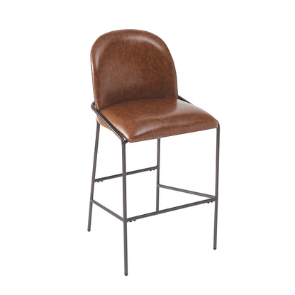 Galena Indoor Metal PU Barstool, Antique Bronze Finish Frame,Set of 2