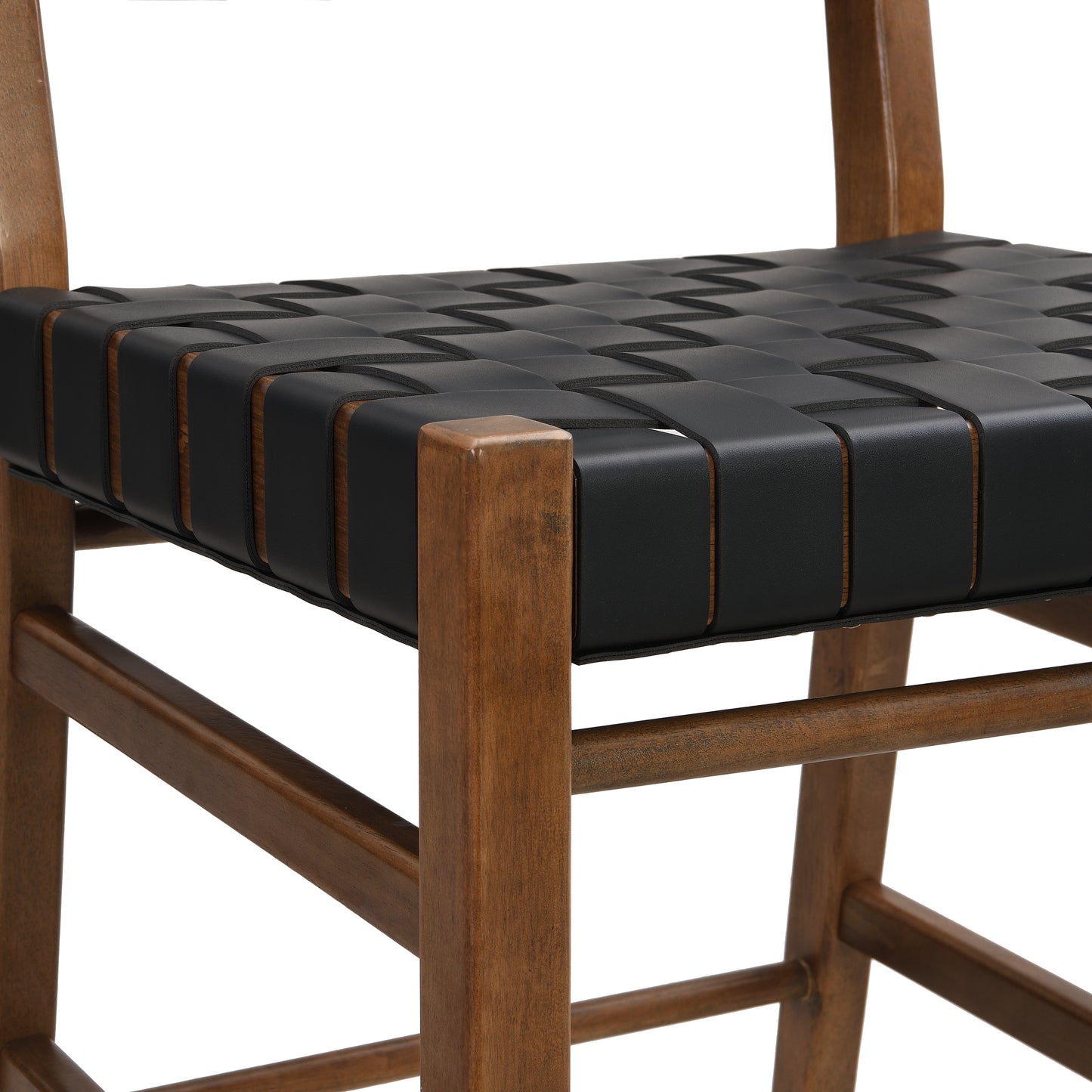 Zephyre Modern Black PU and Wood Counter Stools, Set of 2