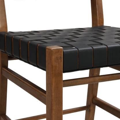 Zephyre Modern Black PU and Wood Counter Stools, Set of 2