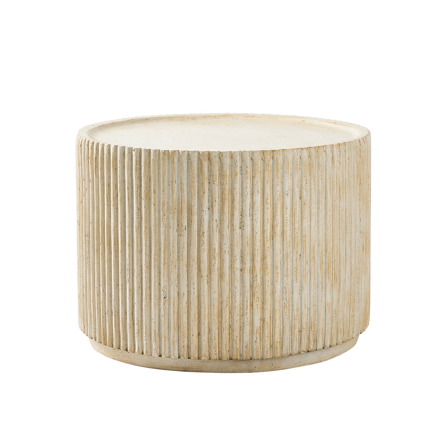 Glena 23.5" MGO Round Fluted Coffee Table for Both Indoor and Outdoor