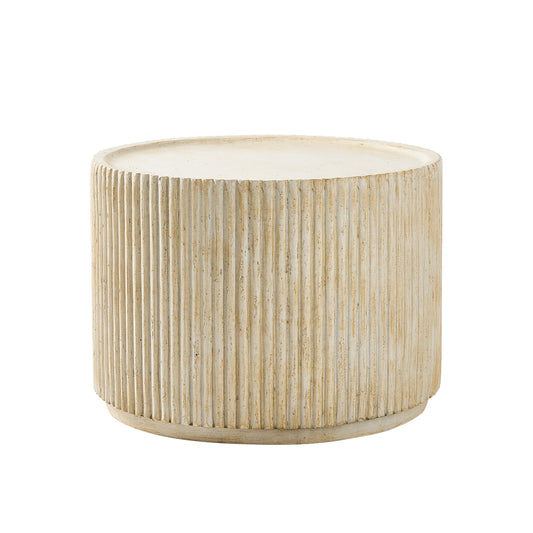 Glena 23.5" MGO Round Fluted Coffee Table for Both Indoor and Outdoor