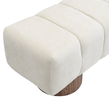 Sylithar Chenille Fabric Upholstered Dining Bench, End of Bed Entryway Bench Ottoman