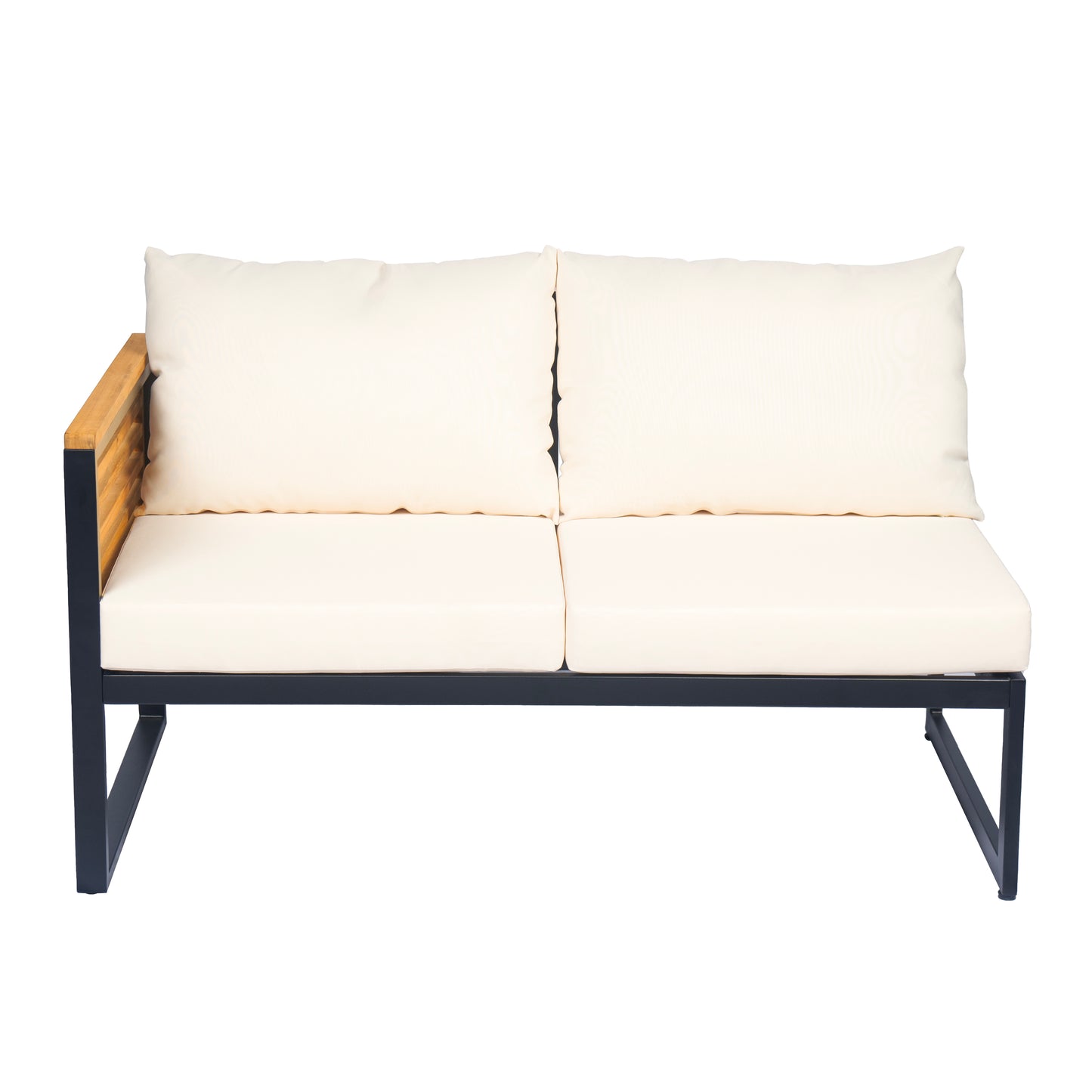 Ezra Outdoor 4-piece Acacia Wood and Metal Patio Sofa Corner Set