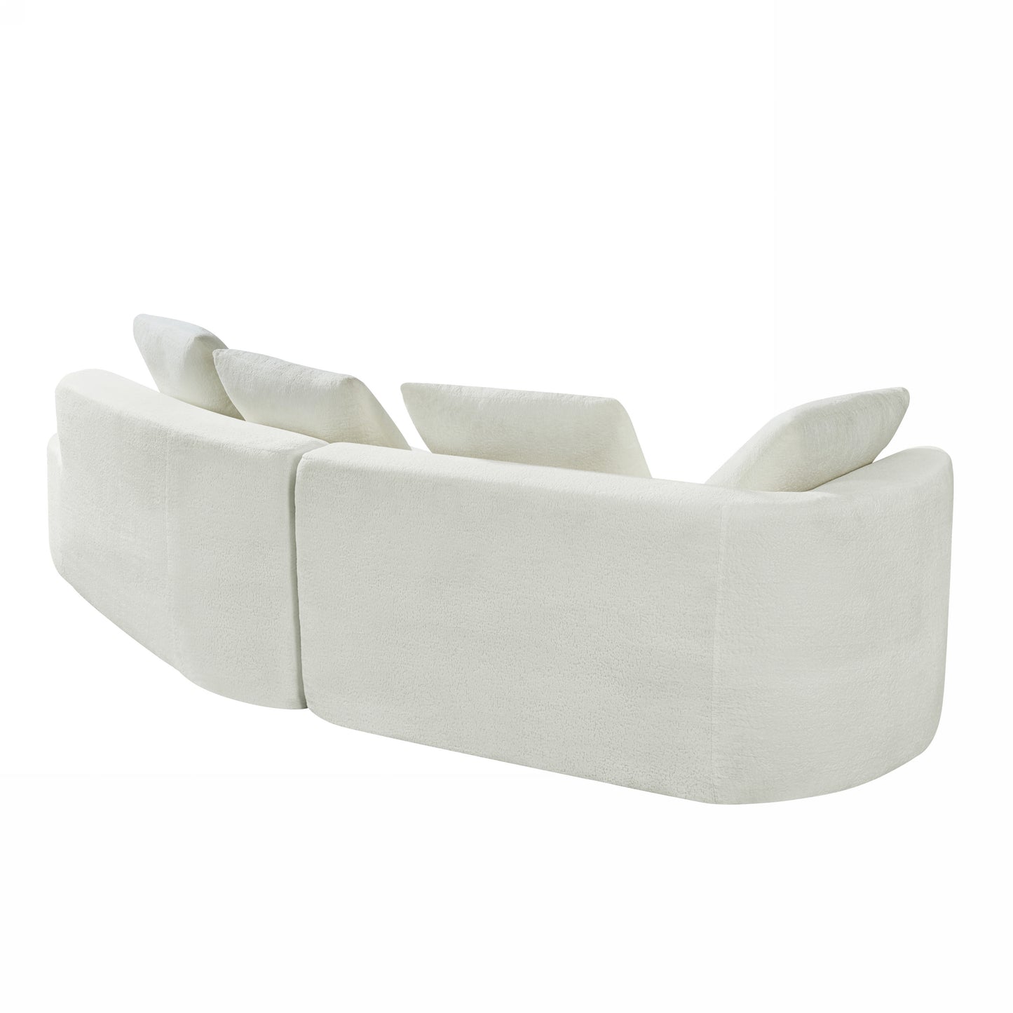 Orellar 116" Modern Curved Sectional Sofa with High-Density Fully Compressed Sponge and Chaise Lounge, Pearl Upholstery
