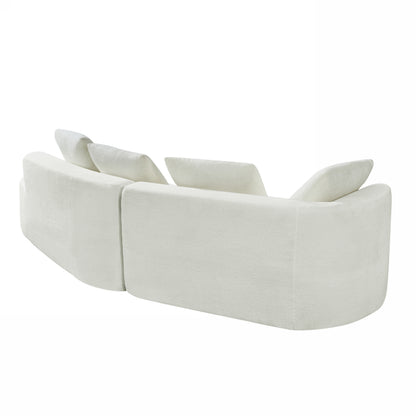 Orellar 116" Modern Curved Sectional Sofa with High-Density Fully Compressed Sponge and Chaise Lounge, Pearl Upholstery