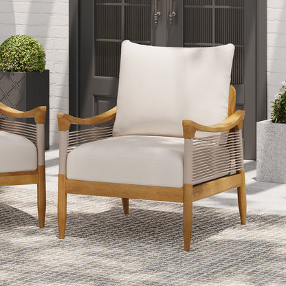 Brsing Outdoor Acacia Wood Patio Club Chair With Cushion