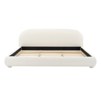 Calla Cream Style Fabric Upholstered Bed, Simple Modern Bedroom Double Bed