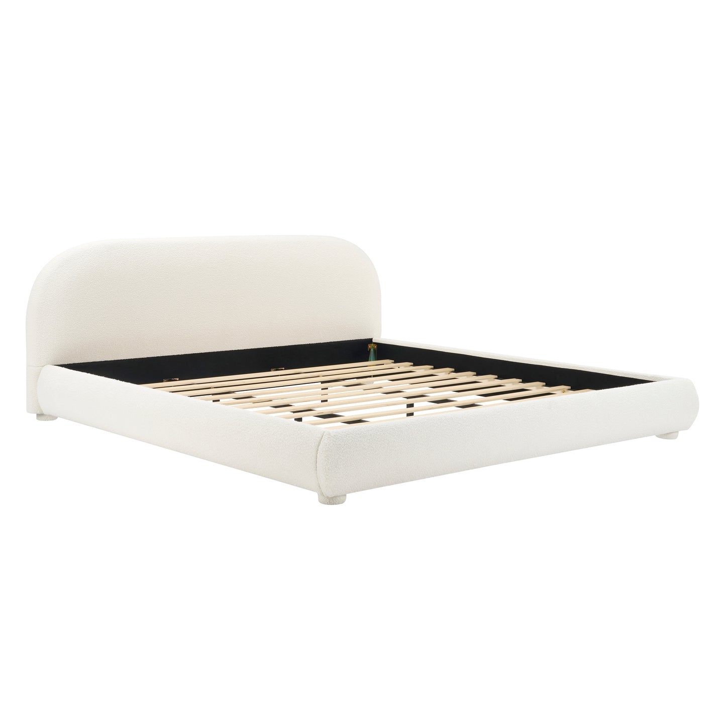 Calla Cream Style Fabric Upholstered Bed, Simple Modern Bedroom Double Bed