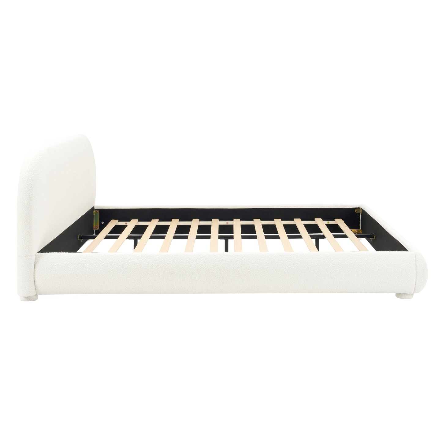 Calla Cream Style Fabric Upholstered Bed, Simple Modern Bedroom Double Bed