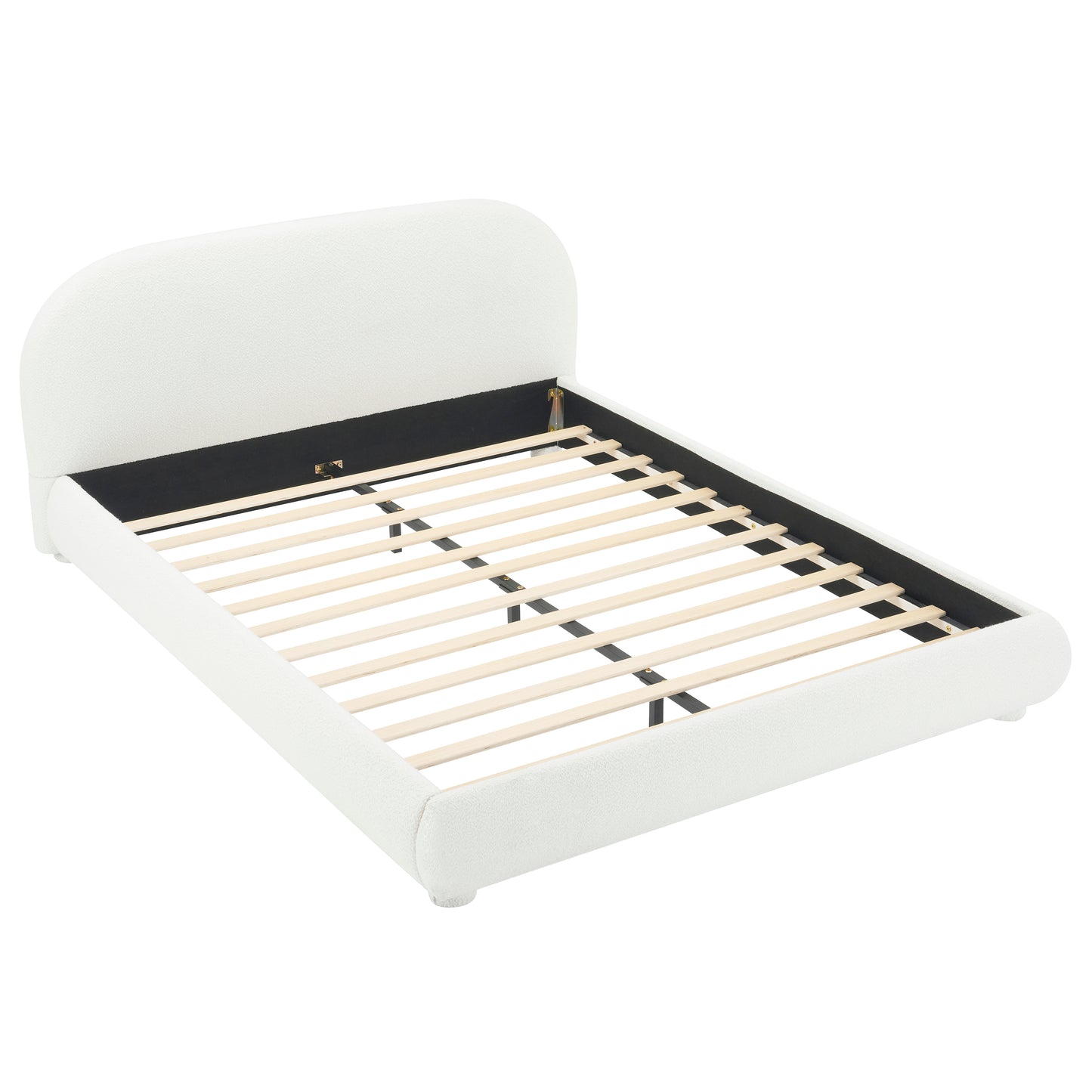 Calla Cream Style Fabric Upholstered Bed, Simple Modern Bedroom Double Bed