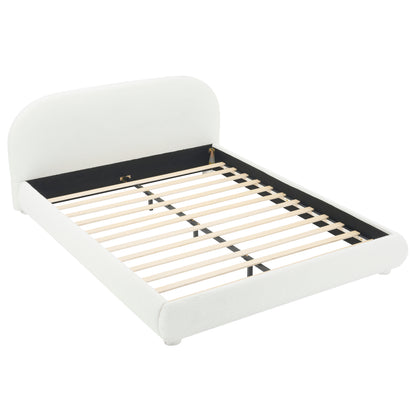 Calla Cream Style Fabric Upholstered Bed, Simple Modern Bedroom Double Bed