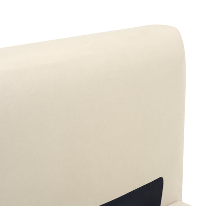 Hereward Beige Chunky Fabric King Bed Frame – Plush Textured Upholstery with Solid Rubberwood Legs, 800lbs Capacity