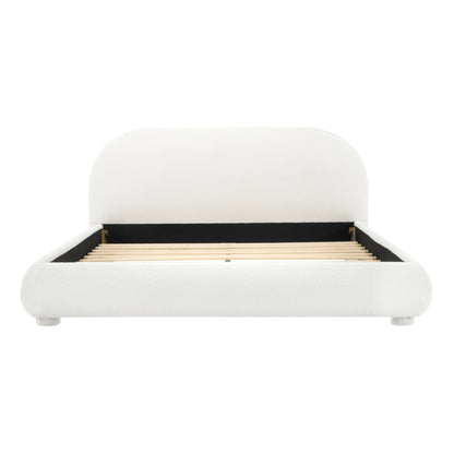 Calla Cream Style Fabric Upholstered Bed, Simple Modern Bedroom Double Bed
