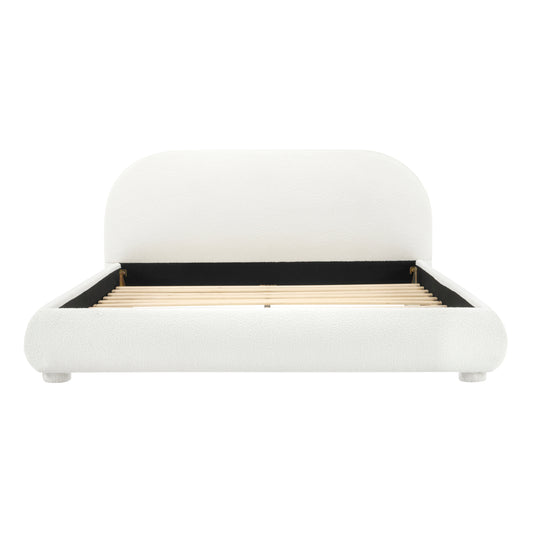 Calla Cream Style Fabric Upholstered Bed, Simple Modern Bedroom Double Bed