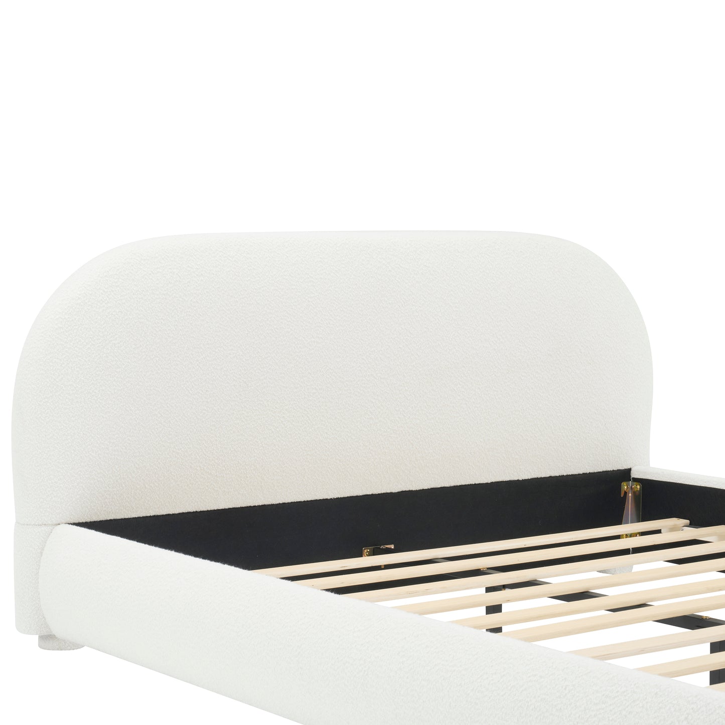 Calla Cream Style Fabric Upholstered Bed, Simple Modern Bedroom Double Bed