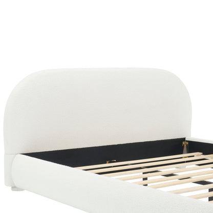 Calla Cream Style Fabric Upholstered Bed, Simple Modern Bedroom Double Bed