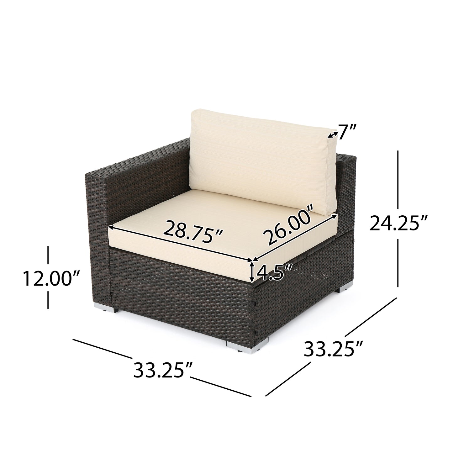 Tammy Rosa Outdoor 5 Seat Wicker Sectional Sofa Set with Aluminum Frame