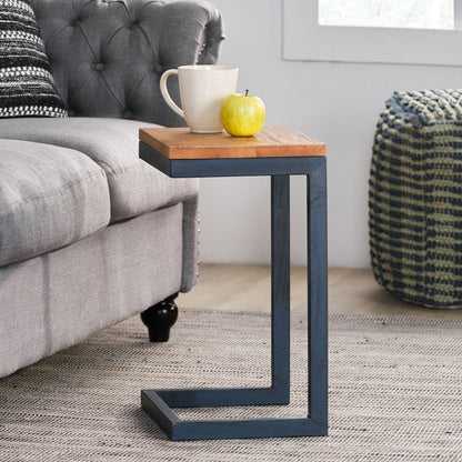 Petrichor Caspian Outdoor Firwood C Shaped Table, Antique Finish, Small, 10.25 in x 12.75 in x 19.5 in