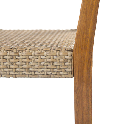 Summerlyn Patio Acacia Wood Dining Chairs, PE Wicker, Set of 2