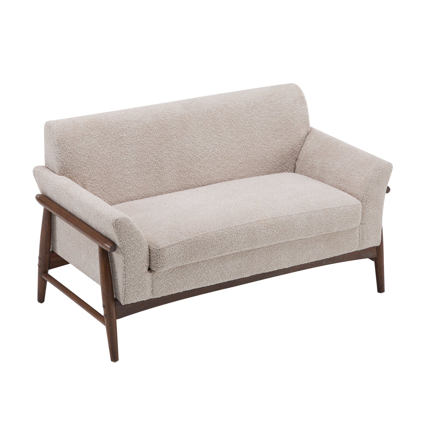 Aeionius Modern Indoor Boucle Loveseat with Flared Arms, Upholstered Fabric Sofa