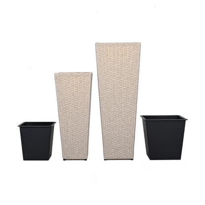 Meadow Outdoor PE Wicker Flower Pots, 2-Pcs Set