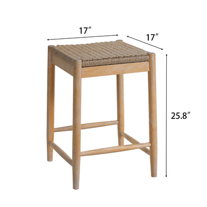 Alistair Solid Wood Stools,25.8" Tall Boho Backless Stool Chairs with Acacia Wood Legs, Max Load 220 Lbs