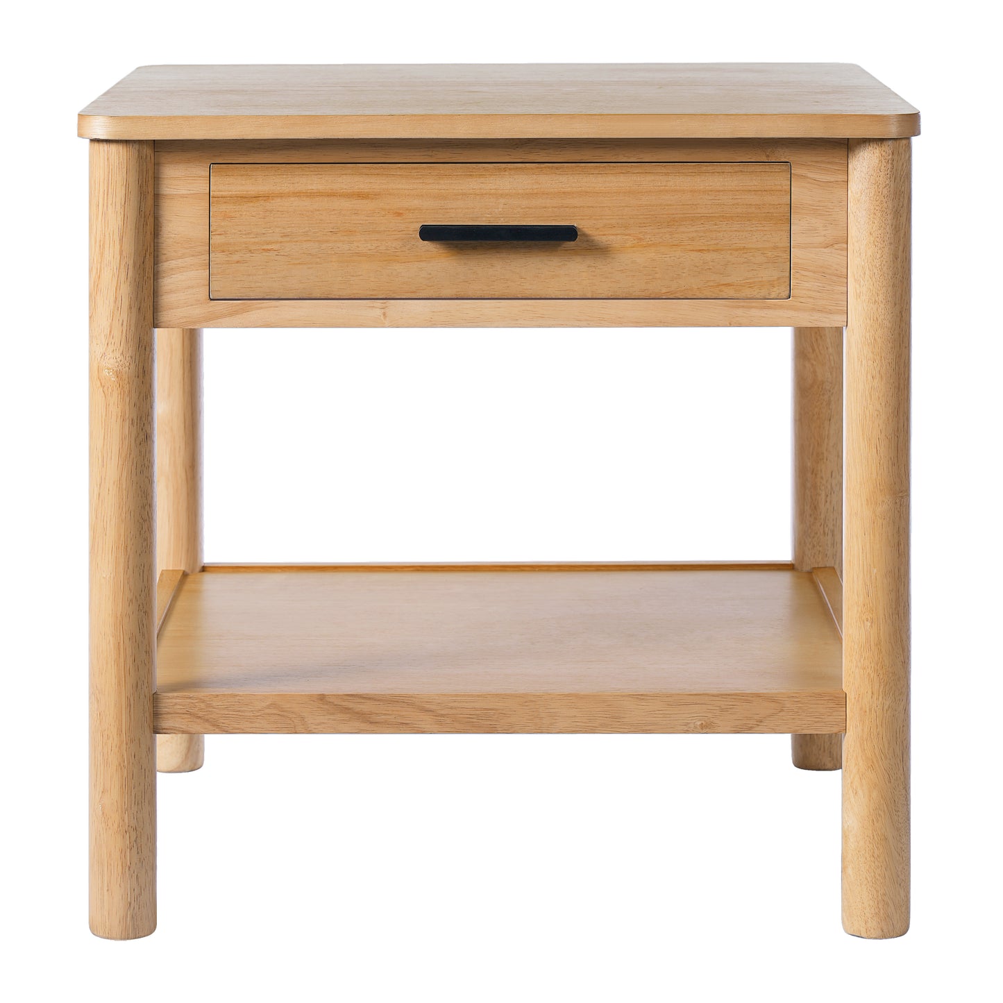 Fintan Simple light luxury geometric solid wood end table natural rubber wood