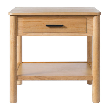 Fintan Simple light luxury geometric solid wood end table natural rubber wood