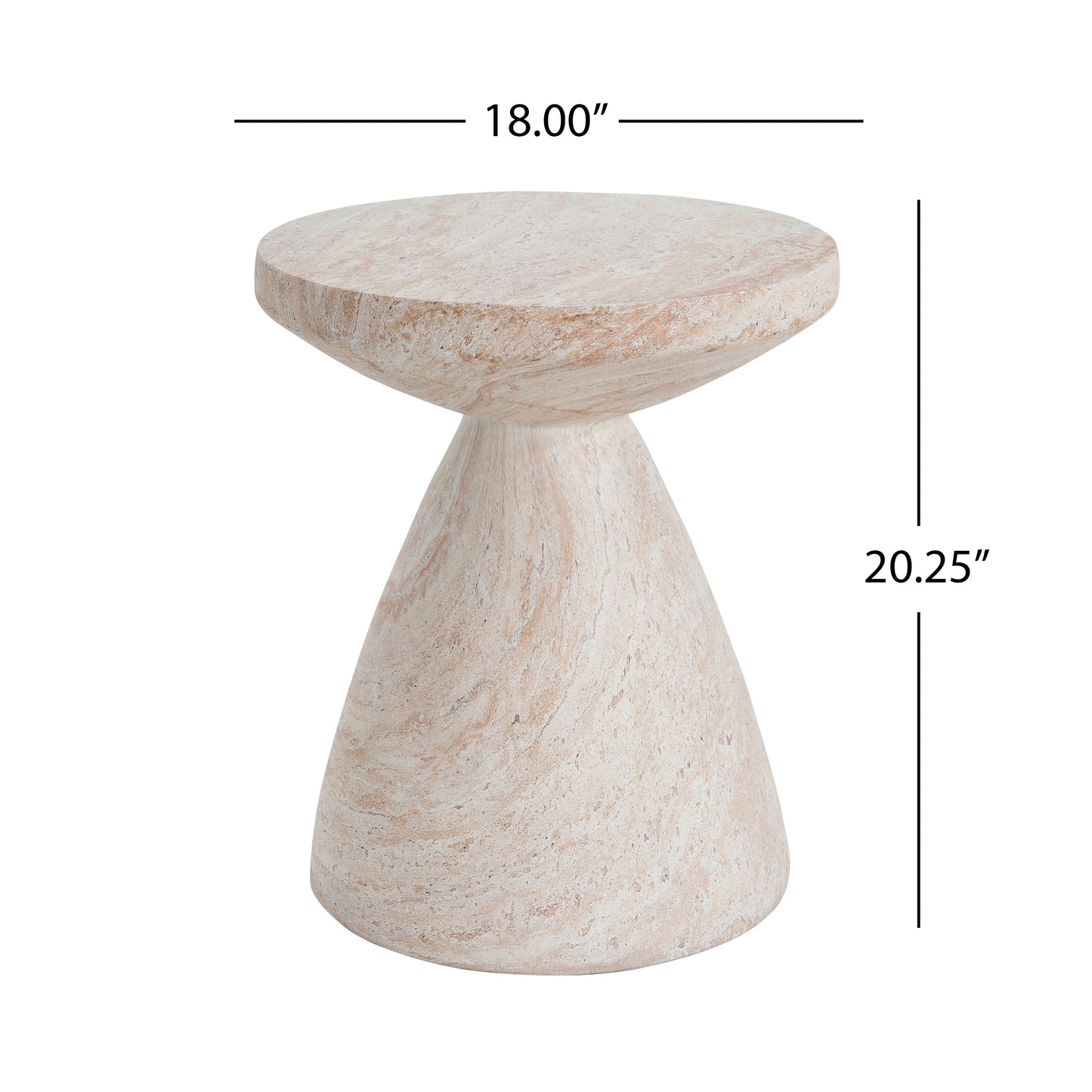 Moonveil Outdoor Lightweight Concrete Side Table,Travertine Finish