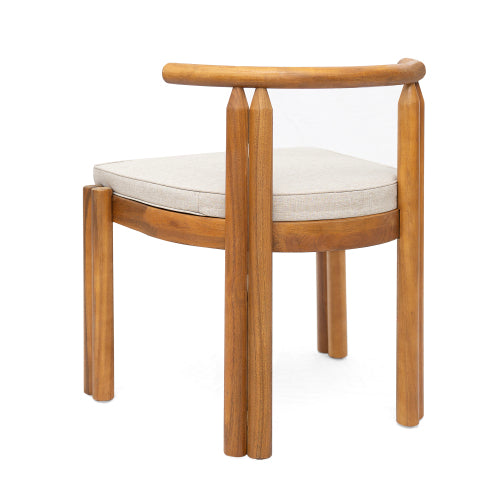 Covane Acacia Wood Armless Dining Chair, Teak Finish with Beige Cushion, Set of 2