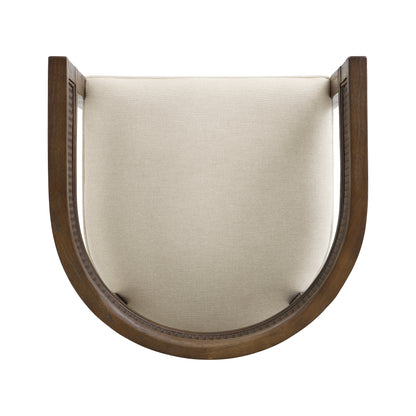 Bastian Dining Chairs with Rattan Backrest, Upholstered Seat, Set of 2