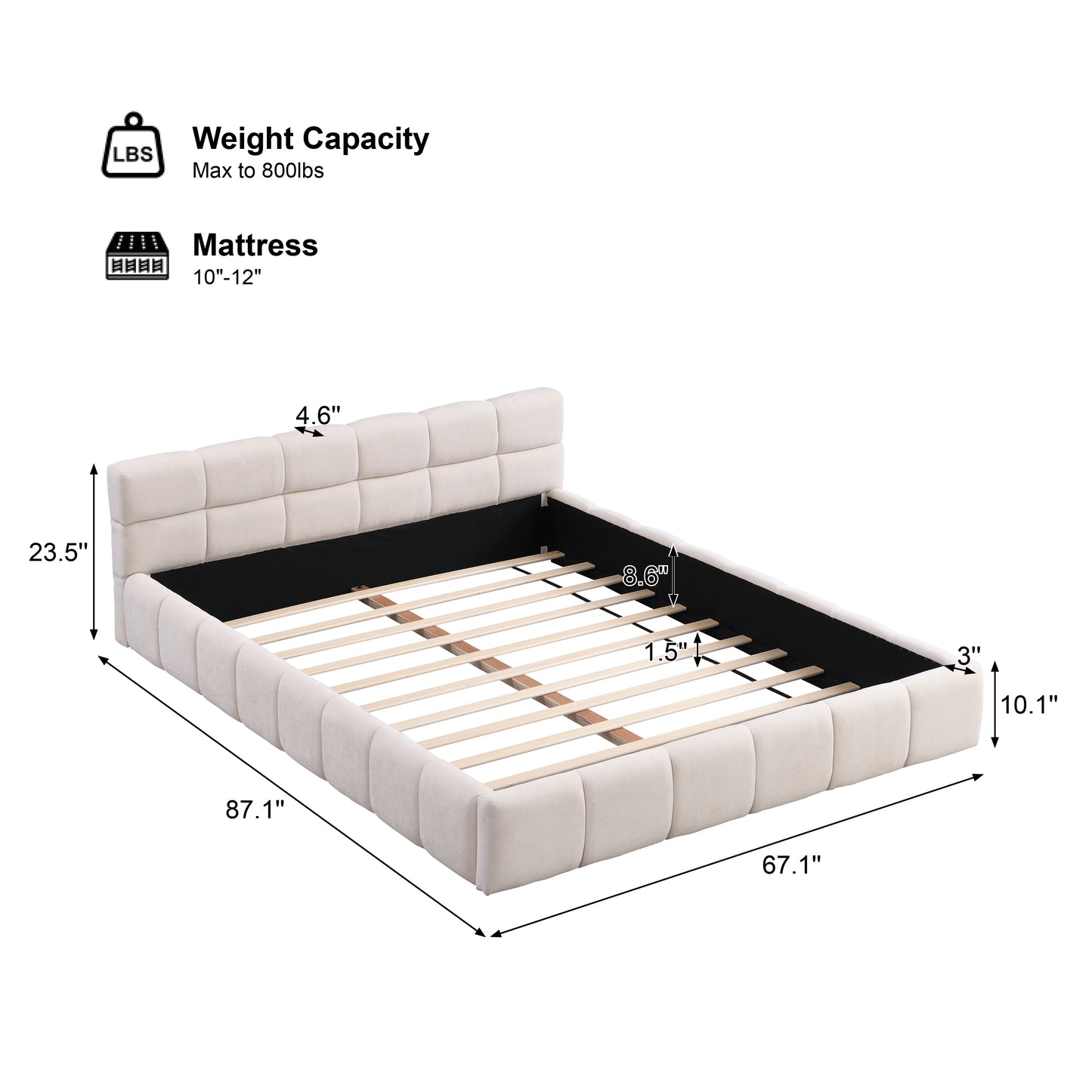 Sonnetta Elegant Beige Chenille Upholstered Bed