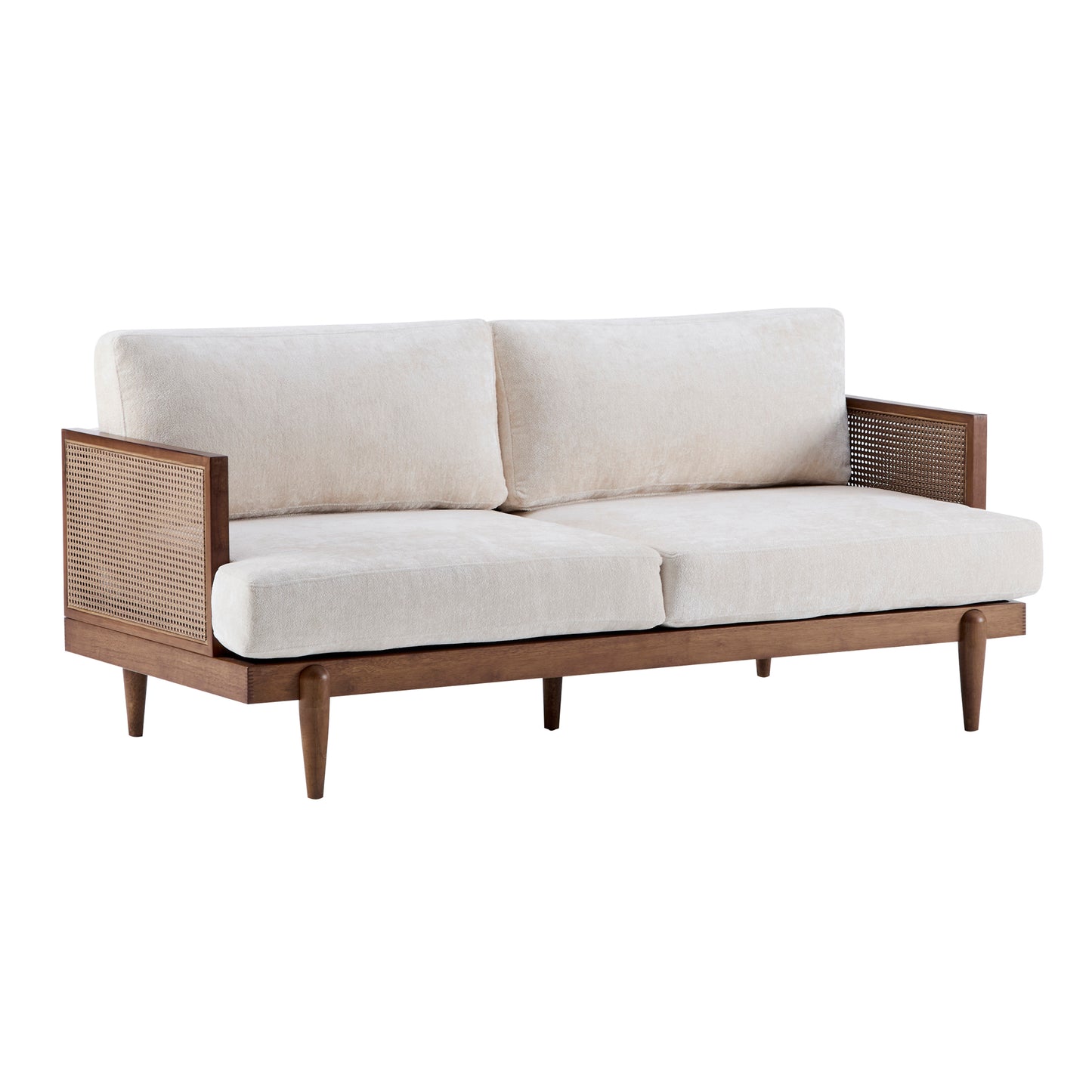 EMIR 72" Square Arm 3-Seater Sofa with Cane Rattan and Wooden Frame